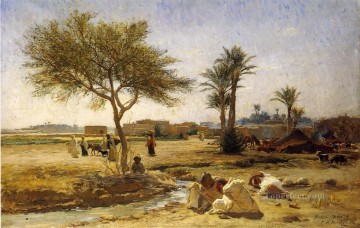 フレデリック・アーサー・ブリッジマン Painting - アラブ村 フレデリック・アーサー・ブリッジマン
